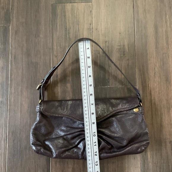 KOOBA Double Buckles Accents Dark Purple Leather Small Shoulder Bag - Picture 7 of 8